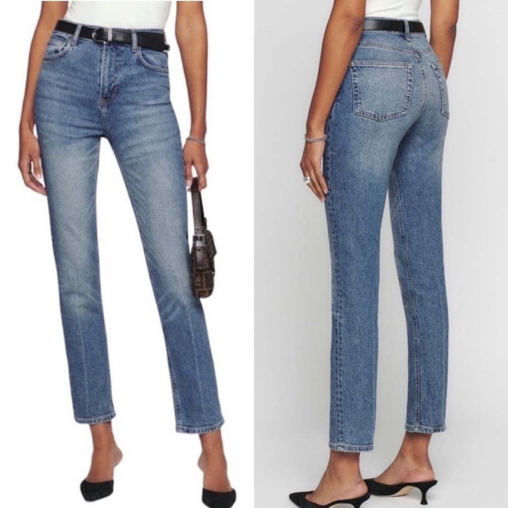 Reformation Liza Ultra High Rise Straight Jeans Malta 24 NWT